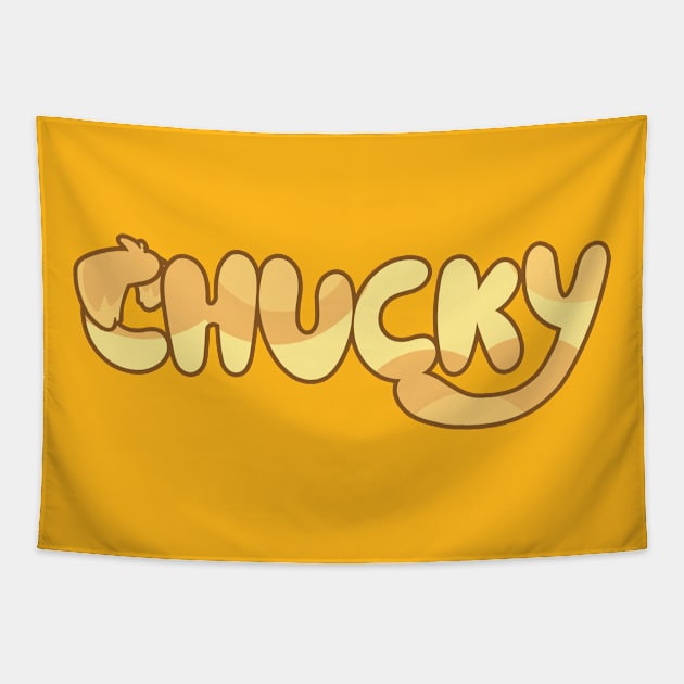 Chucky is a golden Dogs Tapestry by KOMIKRUKII