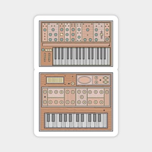 Brown Retro Synthesizer Magnet