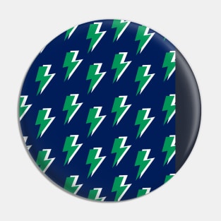 Green Lightning on Blue Background Pin
