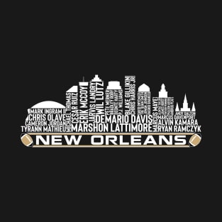 New Orleans Football Team 23 Player Roster, New Orleans City Skyline T-Shirt