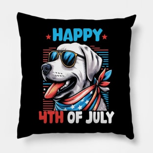 Happy 4th of July Patriotic American Labrador Retriever Cute Pillow