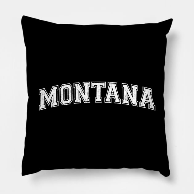 Vintage University-look Montana White Distressed College Design Pillow by Webdango