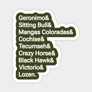 Geronimo& Sitting Bull& Mangas Coloradas& Cochise& Tecumseh& Crazy Horse& Black Hawk& Victorio& Lozen. - Double-sided Magnet