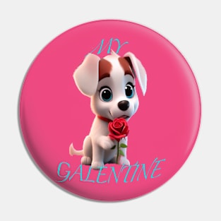 My galentine puppy with red roses Pin