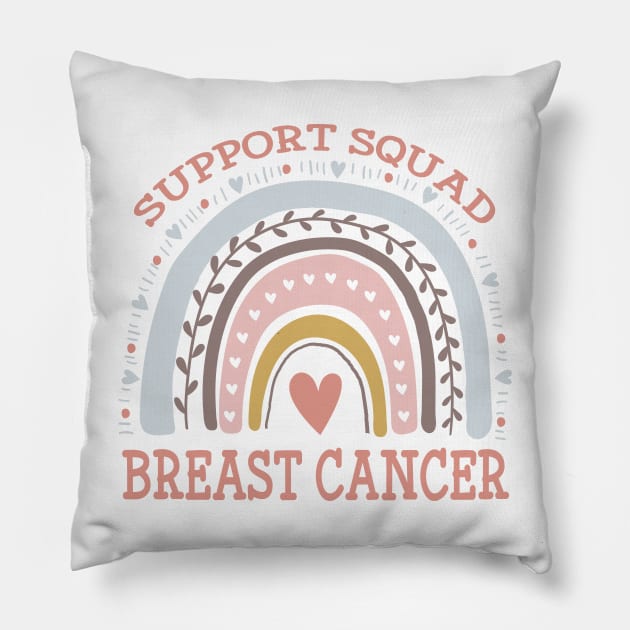 Support Squad Breast Cancer Awareness Rainbow Pillow by Gravity Zero