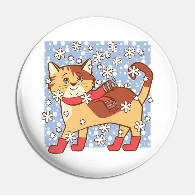 Cat in Snow Pin by Sue Cervenka