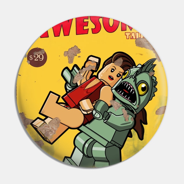 LEGO Fallout "Attack of the Fishmen" Magazine Cover Pin by schultzstudio