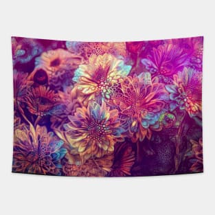 Fractal glowing flowers Tapestry