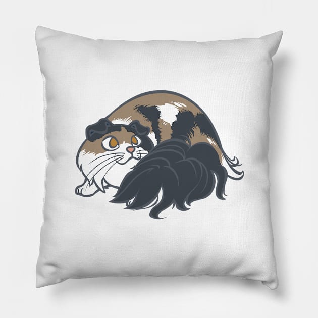 All Curled Up--Longhaired Scottish Fold Style Pillow by RJKpoyp