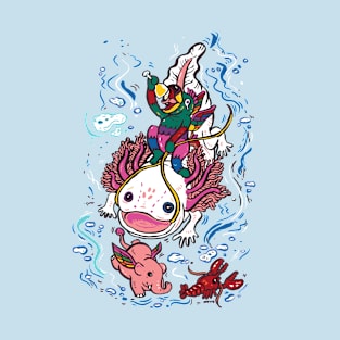 Axolotl with Elephant T-Shirt