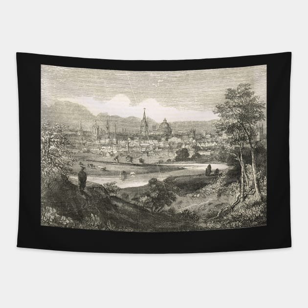 Oxford, city of dreaming spires, England, seen from the Abingdon Road, 19th century scene Tapestry by artfromthepast