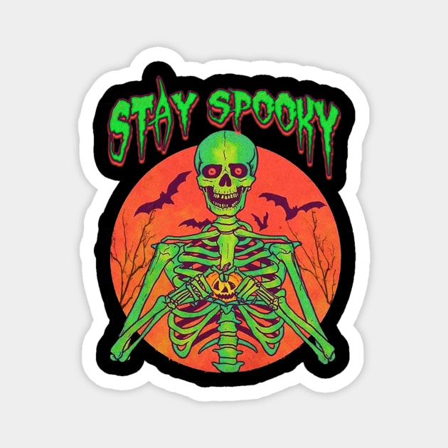 Stay Spooky Funny Halloween Skull Spooky Skeleton Custom Magnet by Kribis