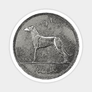 Lucky Irish Sixpence Coin — A Wolfhound Magnet