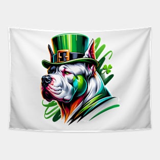 Dogo Argentino Enjoys Saint Patrick's Day Fest Tapestry