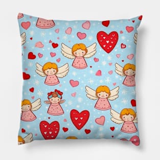 Valentines day gift ideas, cute angels blue decor gift ideas for all Pillow