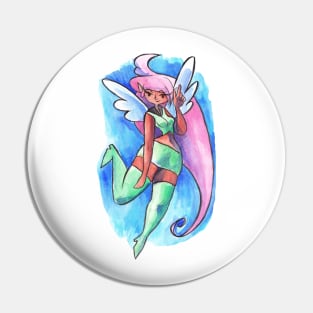 Pink-Haired Angel Girl Pin