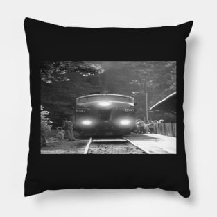 Black and White Train Engine Pillow