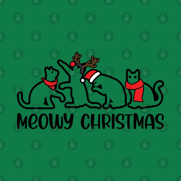 Meowy Christmas, Cute Kitty Cats Antlers, Funny Cat Lover, Christmas Gift For Men, Women & Kids by Art Like Wow Designs