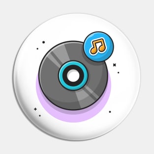 Vinyl Disk Music with Tune and Note of Music Cartoon Vector Icon Illustration (3) Pin