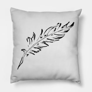 Black feather outline Pillow