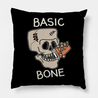 Basic Bone Simple Pleasure, Skull Skeleton Drinking Coffee, Caffeine Addicts Pillow