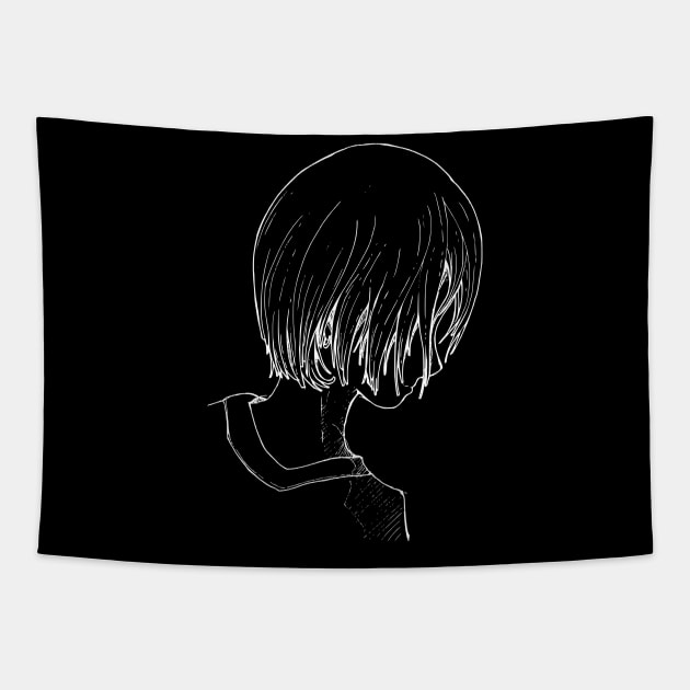 Portrait line art Tapestry by TKDoodle