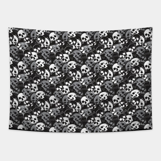 Ethereal Enigma: Intricate Patterned Skull Design Tapestry by FlinArt