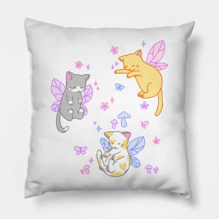 fairy kitties (pink/purple/blue) Pillow