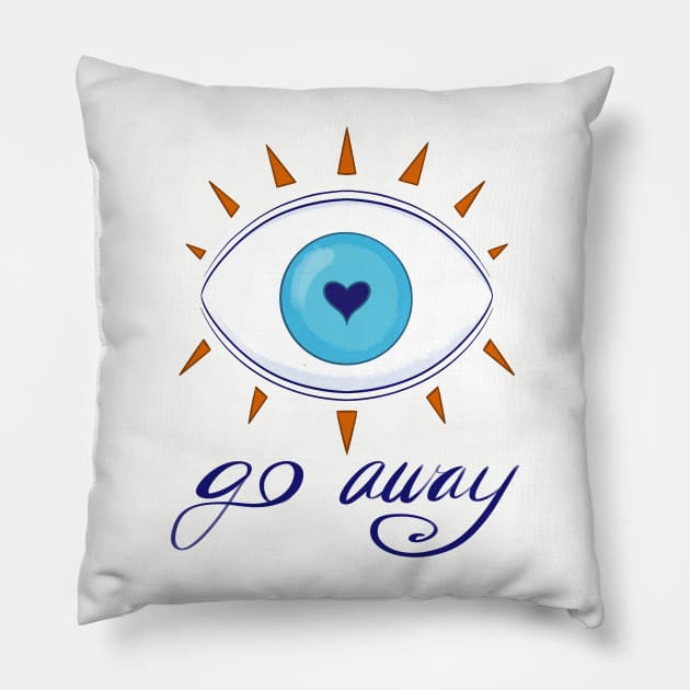 Go Away - Evil Eye Pillow by FindChaos