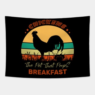 Vintage Chickens the Pet that Poops Breakfast Funny Farm Tapestry