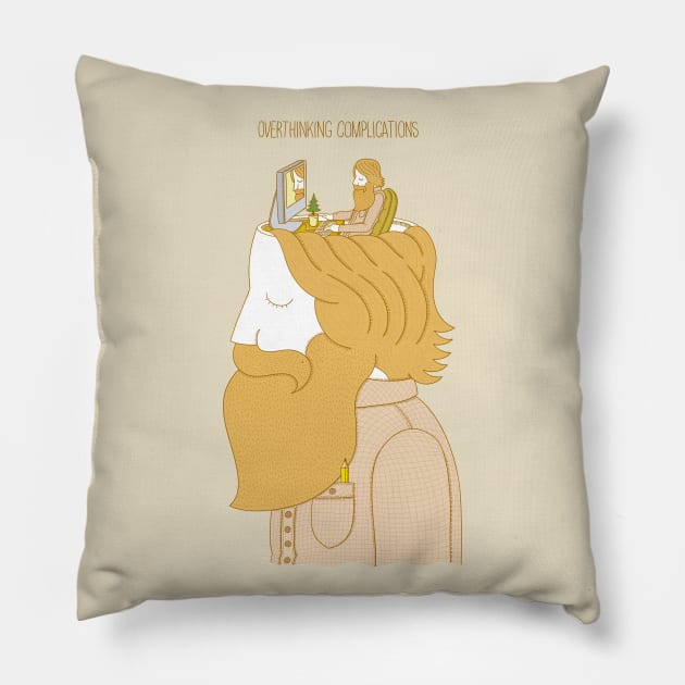 Overthinking Complications Pillow by WEARBEARD