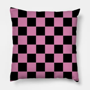 Bubble Gum and Black Chessboard Pattern Pillow