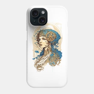 Steampunk Golden Woman 3 - A fusion of old and new technology Phone Case