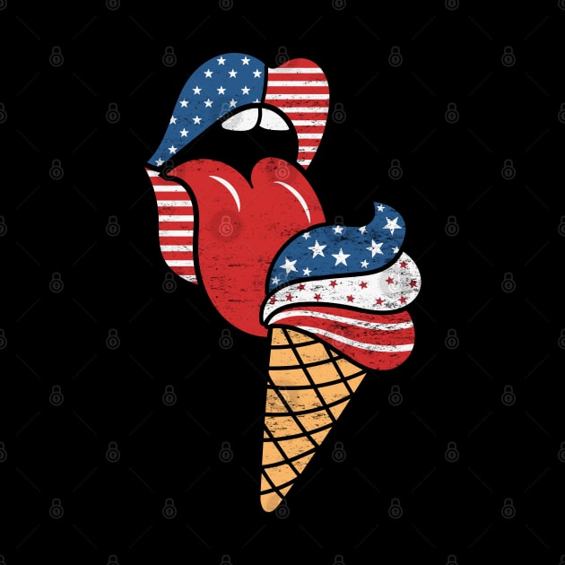 Patriotic American Flag Lips and Summer Stars & Stripes Ice Cream by TwistedCharm