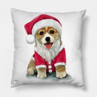 Puppy dog in Santa Claus costume Pillow