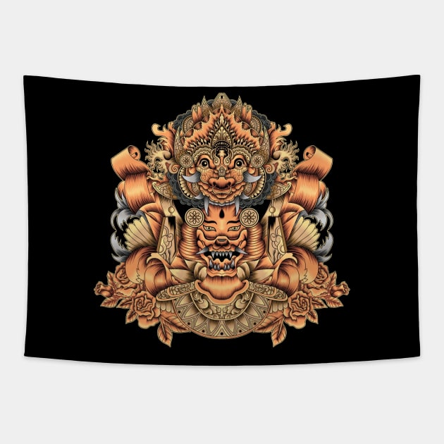 Balinese Mask Tapestry by KINNFUL