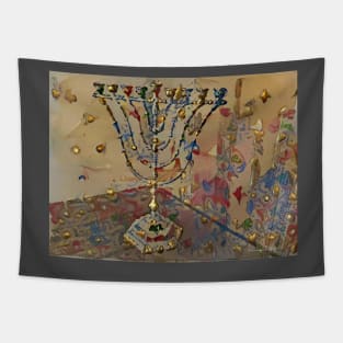 Liquid Gold Menorah Tapestry