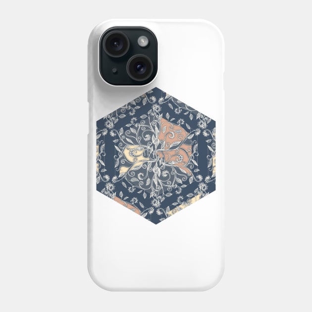 Organic Hexagon Pattern in Soft Navy & Cream Phone Case by micklyn