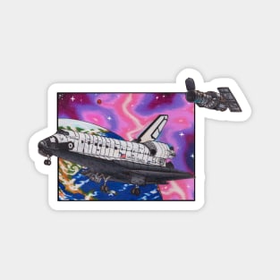 Space Shuttle Discovery and Hubble Magnet