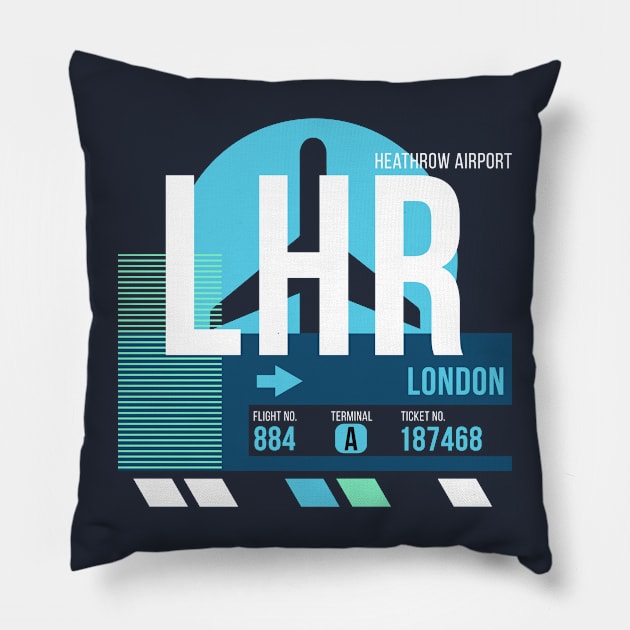 London Heathrow (LHR) Airport // Sunset Baggage Tag Pillow by Now Boarding