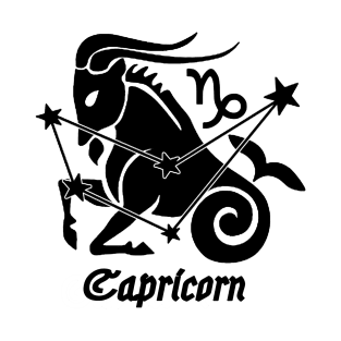Capricorn - Zodiac Astrology Symbol with Constellation and Sea Goat Design (Black on White Variant) T-Shirt