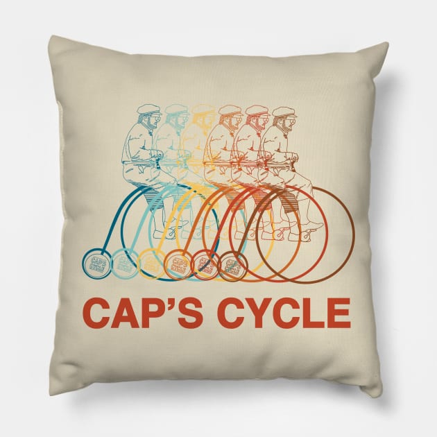 Cap’s Cycle Penny Farthing Pillow by Crooked Skull