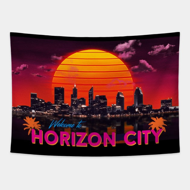 Welcome to Horizon City Tapestry by patrickkingart