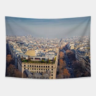 Aerial Paris cityscape Tapestry