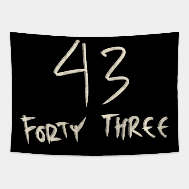 Hand Drawn Letter Number 43 Forty Three Tapestry by Saestu Mbathi