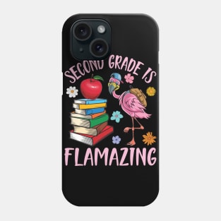 Flamingo Student Happy Back School Second Grade Is Flamazing Phone Case