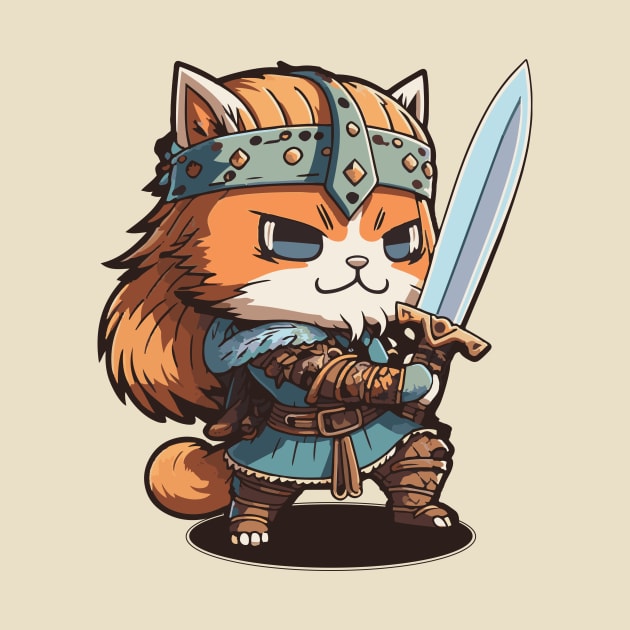 Dungeons and Dragons Barbarian Cat Chibi by Fantasy Cats Designs