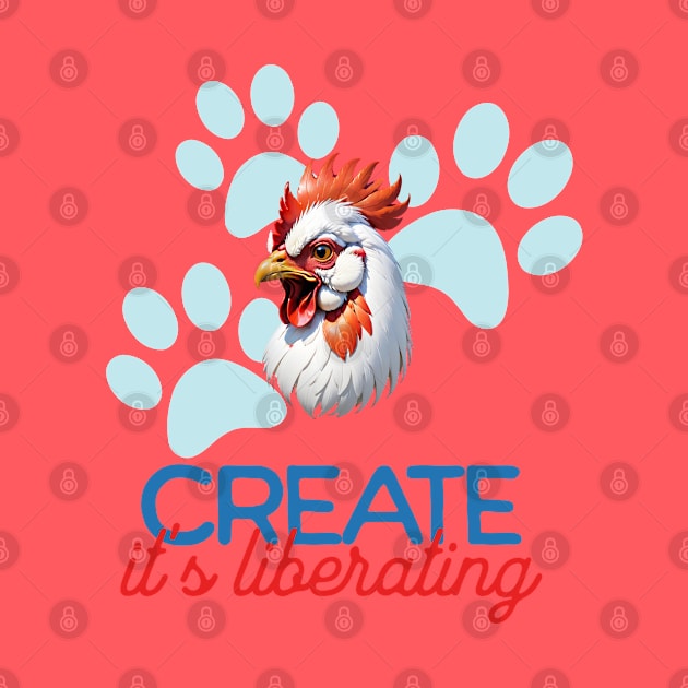 Rooster Minimalist Style Art | Create, it's liberating by Moonlight Forge Studio