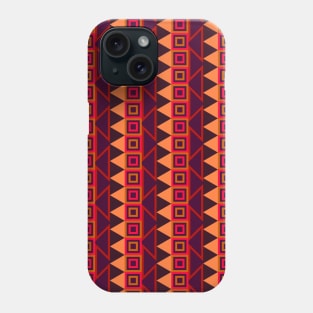 Multicolor native american linear and geometric pattern over a dark violet background Phone Case