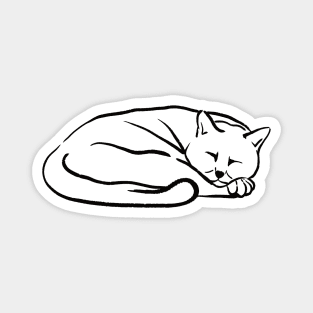 Line drawing of a sleeping cat Magnet